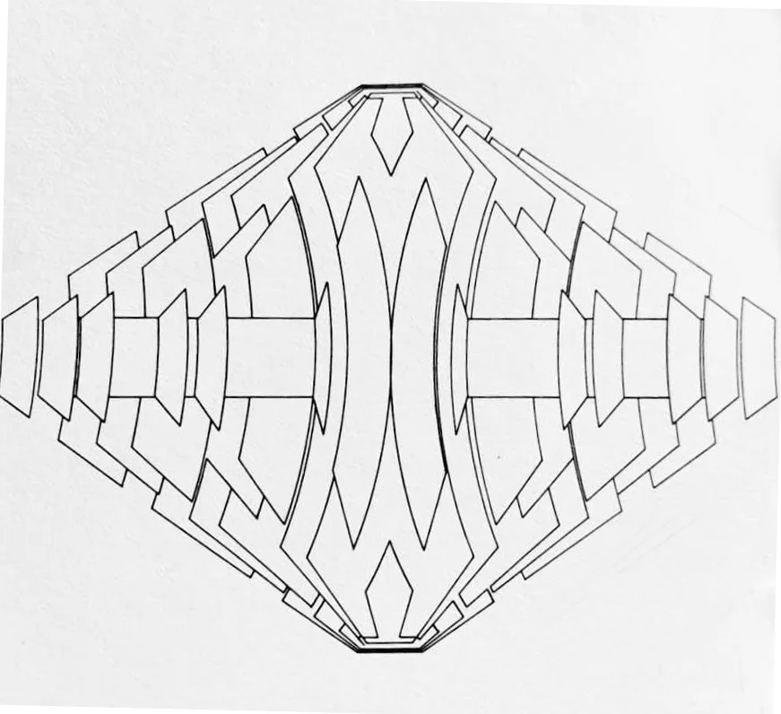 Geometric forms that inspired the weaved ribbon, form and textures of the design.