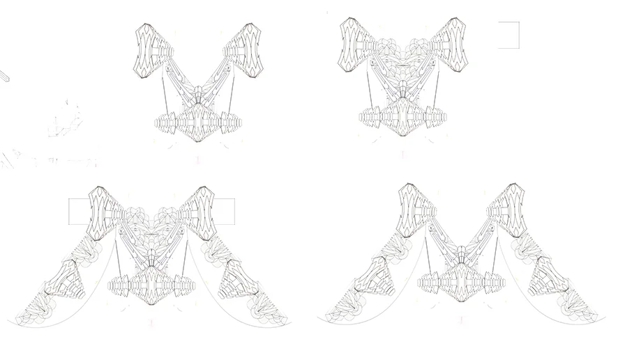 The initial digital layout concepts. Initially we planned costume with sleeves and had options of high necks and low necks