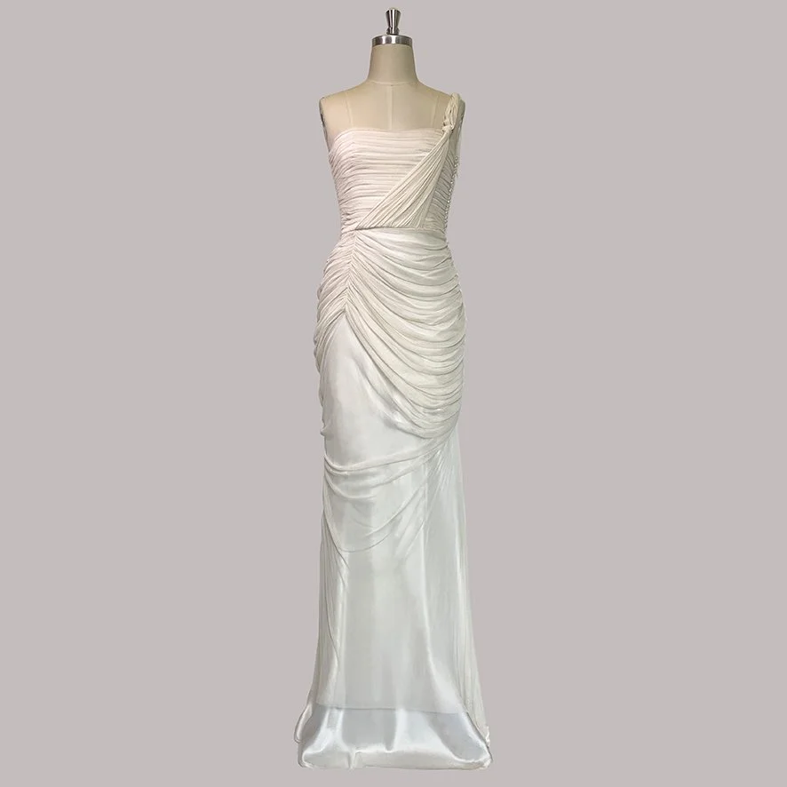 white christmas dresses Ivory Silk Satin Illusion Lace Top Jewel Neck Vintage Wedding Dresses, CW0381 US4 / Custom Color(Leaving A note)