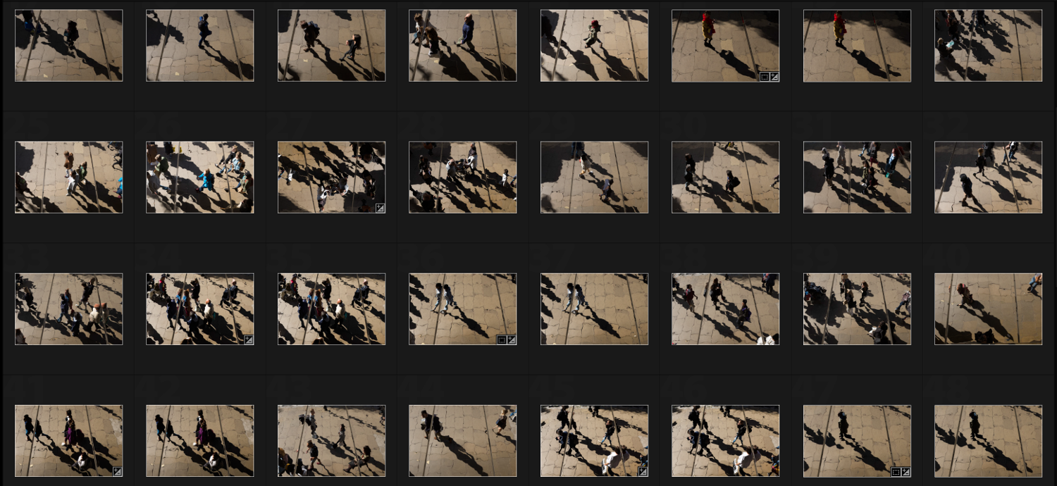 Contact sheet of some of the shots from the series.