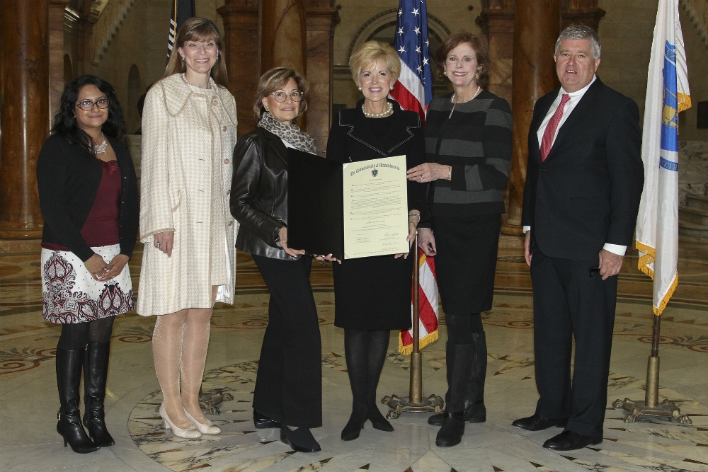 Photo Caption: National civility Foundation Board members at the state house on Massachusetts day of civility. pictured are (l to r) Smrati Mahalwal, NCF computer science Intern, Snezana Pejic, Carmella Kletjian, Judith Bowman, Founder and Executive Director, Rosanne Thomas and Bernard F. Yetman, Jr., ESQ., 2016 Photo credit: John Williams
