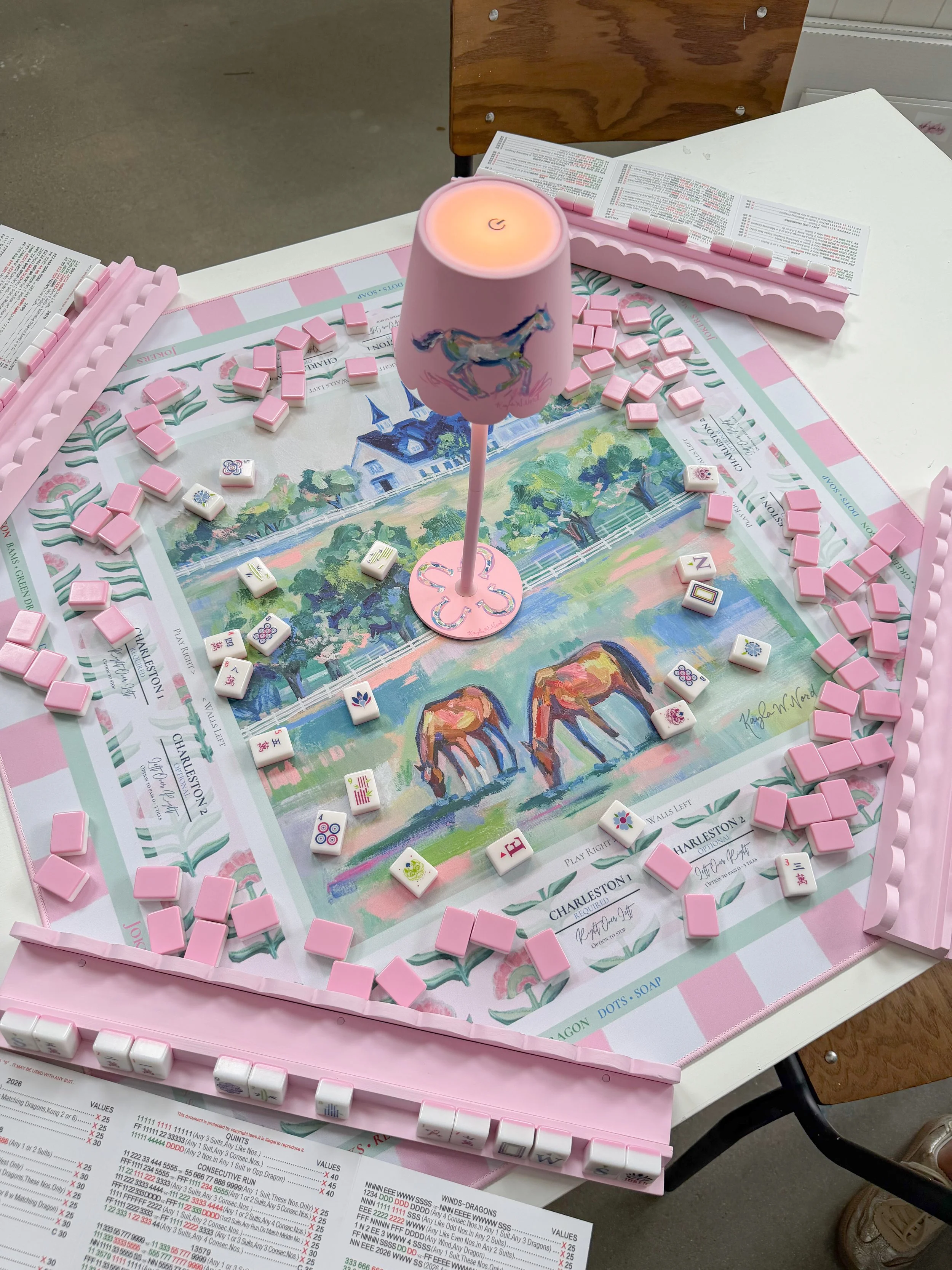 "Pink Pastures 1" Mahjong Mat