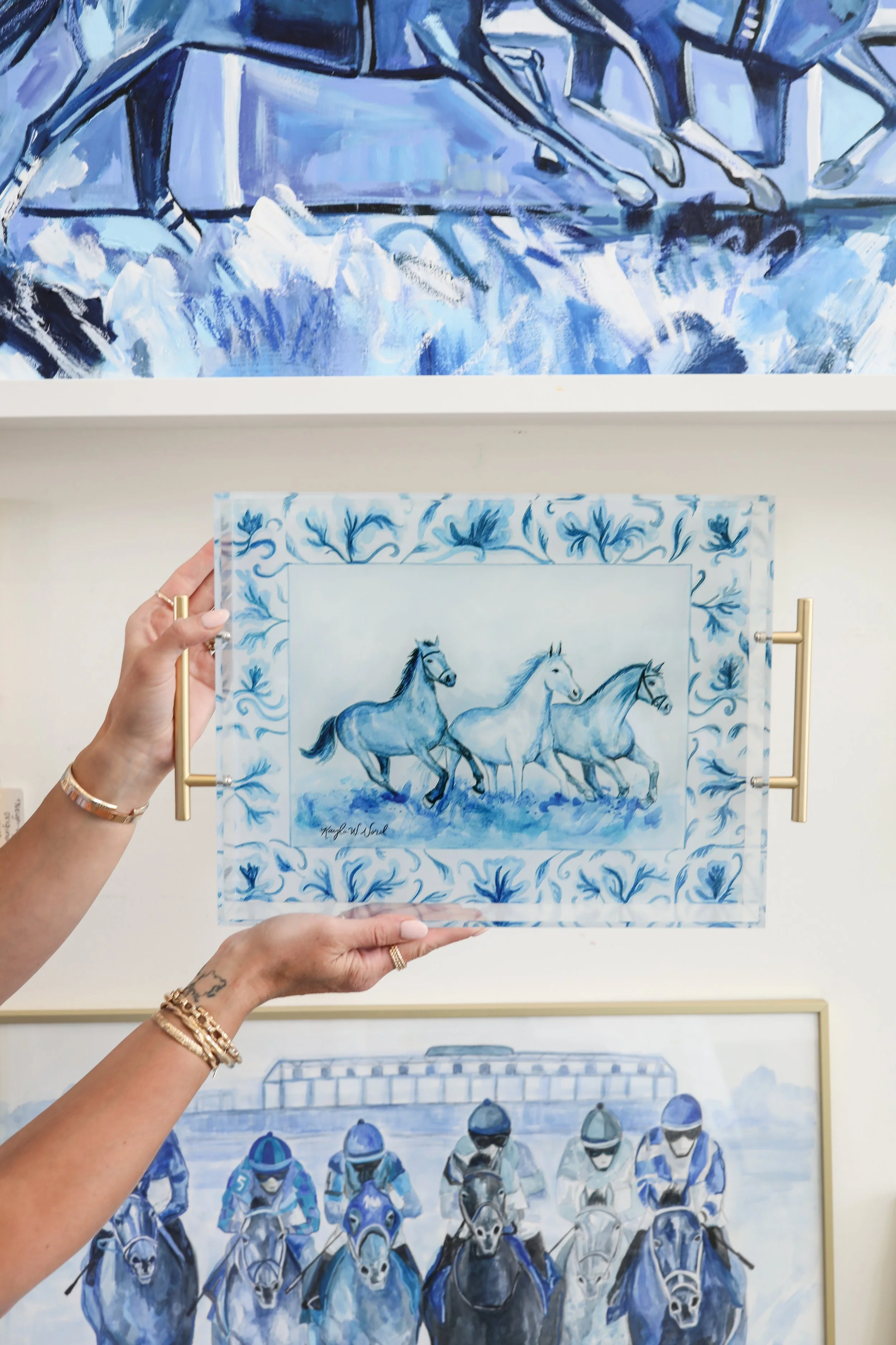 Blooms and Blues Acrylic Tray