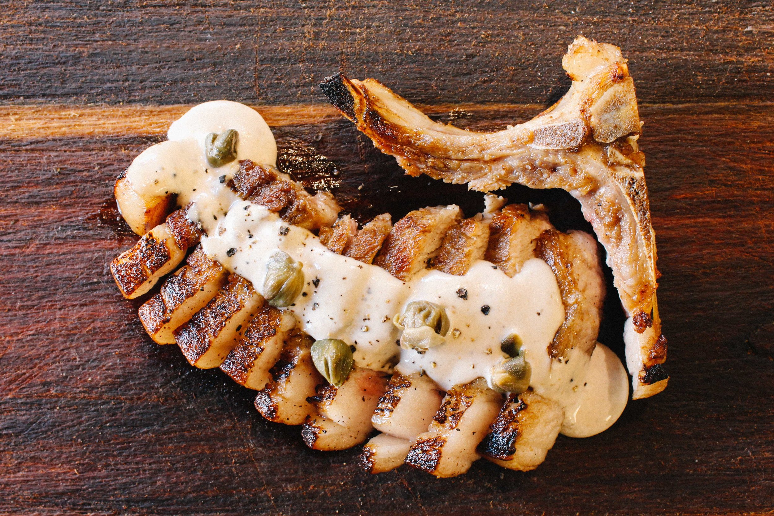 Pork chop with tonnato sauce