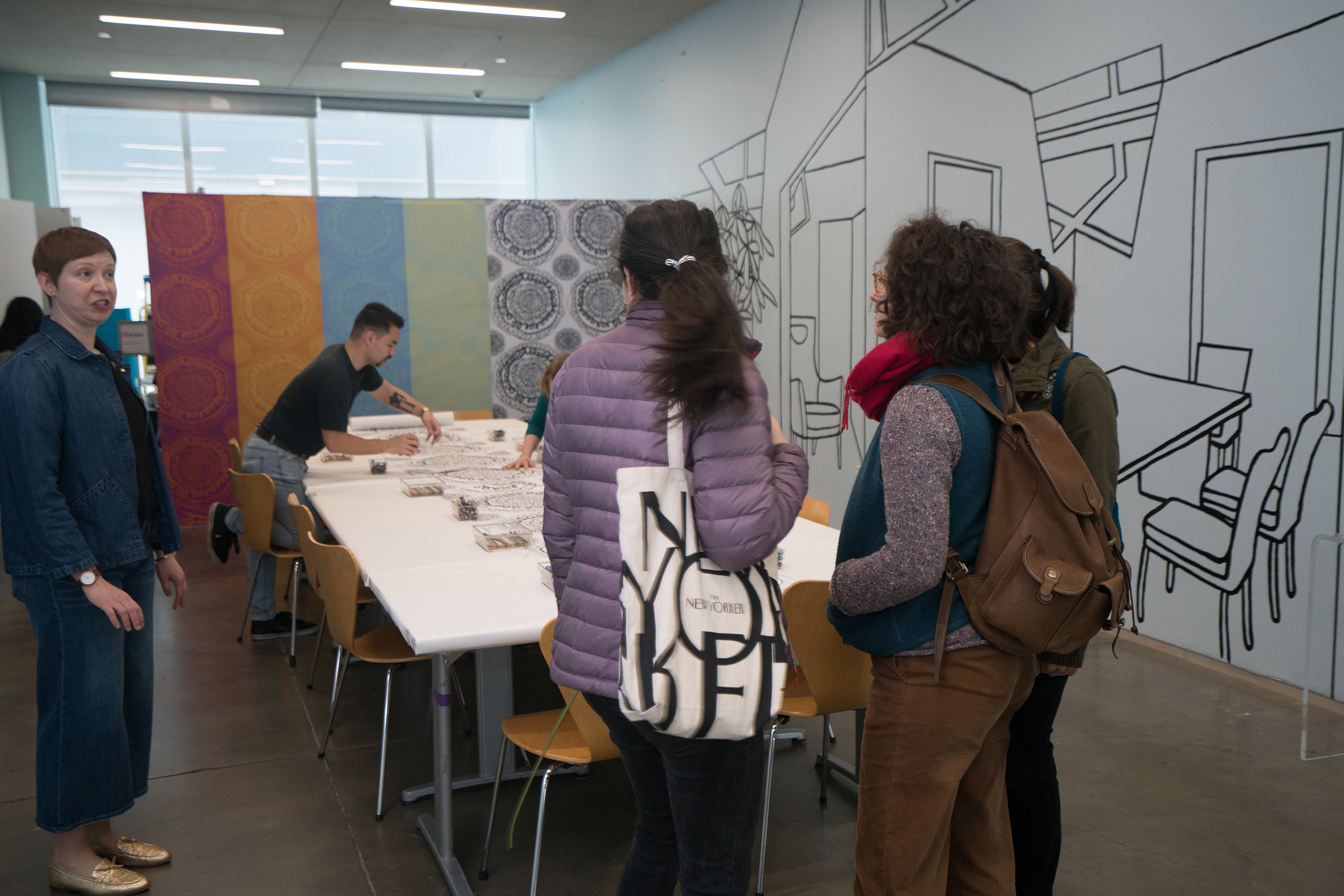   Hybrid Digital Home , Interactive Installation Installation View Museum Visitors Create Patterns and Fill the Line Drawing Using ScratchMIT’s Coding Platform The Institute of Contemporary Art, Boston 2018 