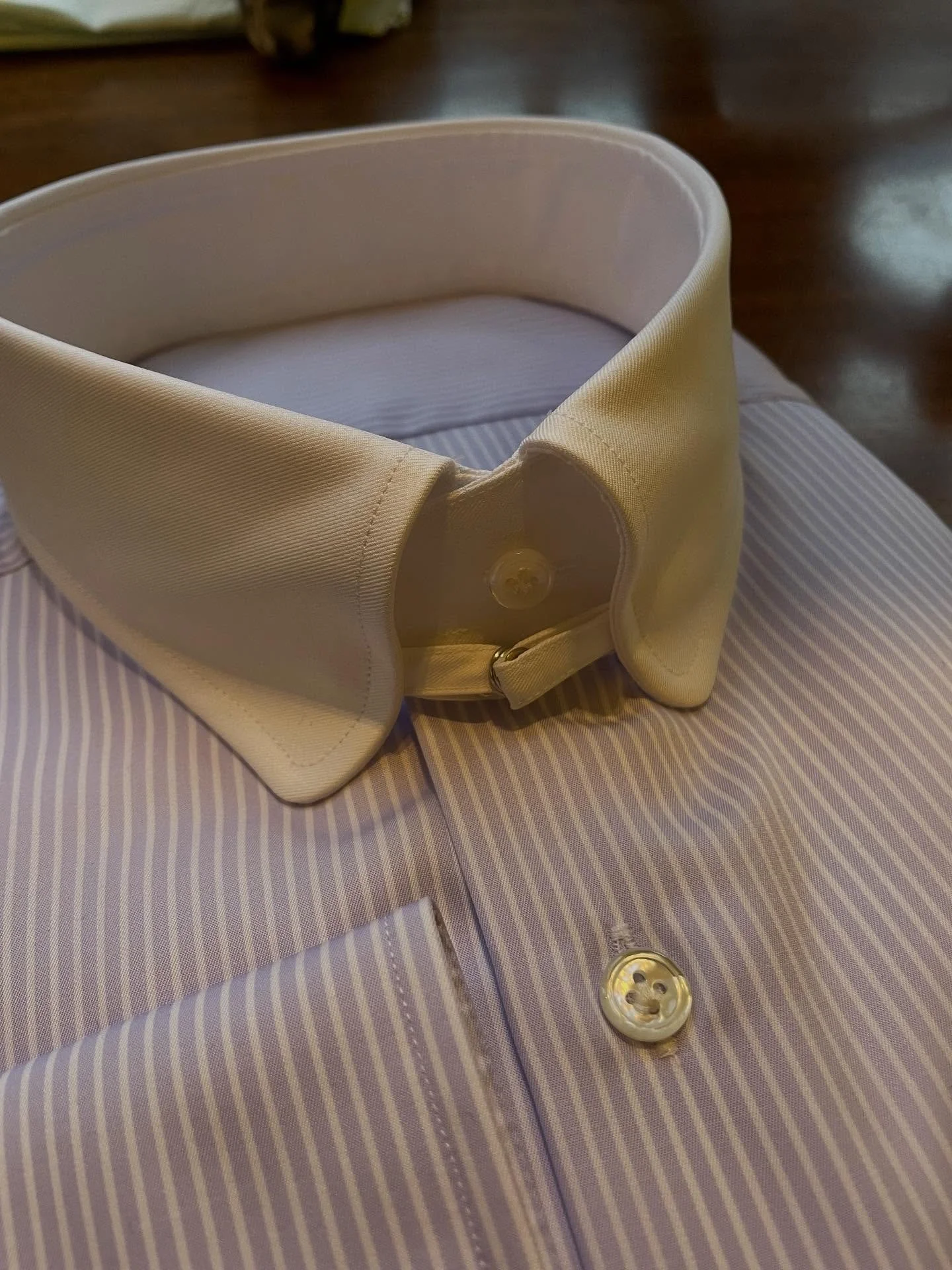 Purple twill and a banker collar