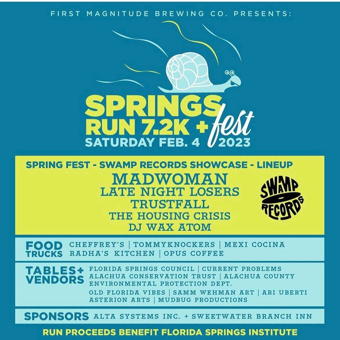 Don&rsquo;t miss Springs Run this Sat. 2/4 for a scenic 7.2k run starting from @fmbrewing , through @depot.park then down the Gainesville-Hawthorne Trail. Don&rsquo;t want to do the full 7.2k? There&rsquo;s a fun run option too, just around @depot.pa