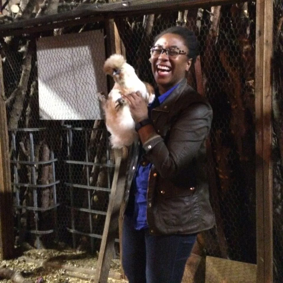 Hanging out with chickens at the Urban Garden Center in East Harlem.