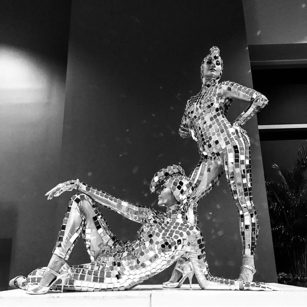 Mirror Girls Black and White Duo Pose