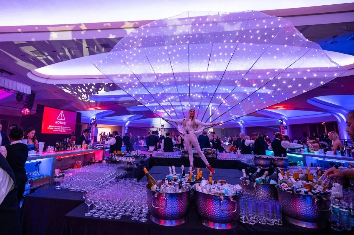 LED Peacock Performer on Platform at Olympic Event in Washington, DC
