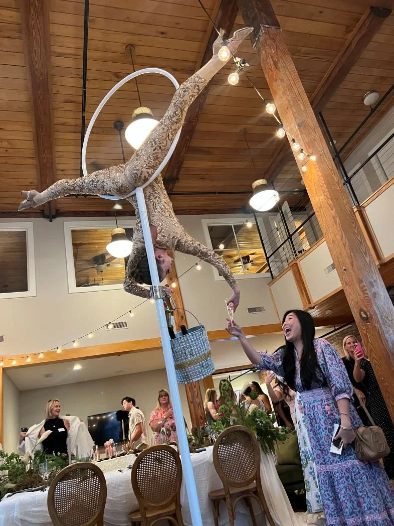 Gold Aerial Bartender at Boutique Hotel in Charleston