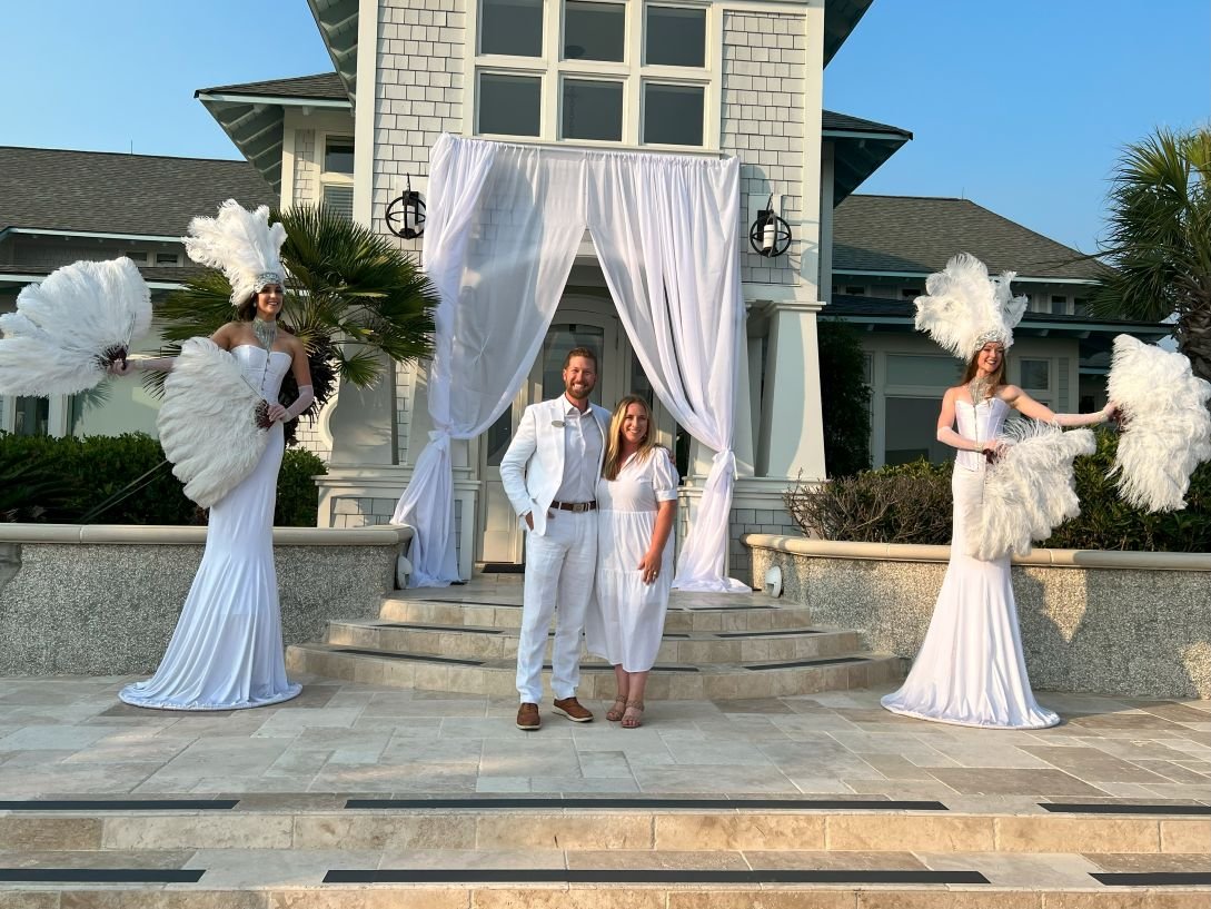 Grand Entrance Girls in White at a Holiday White Party on Bald Head Island
