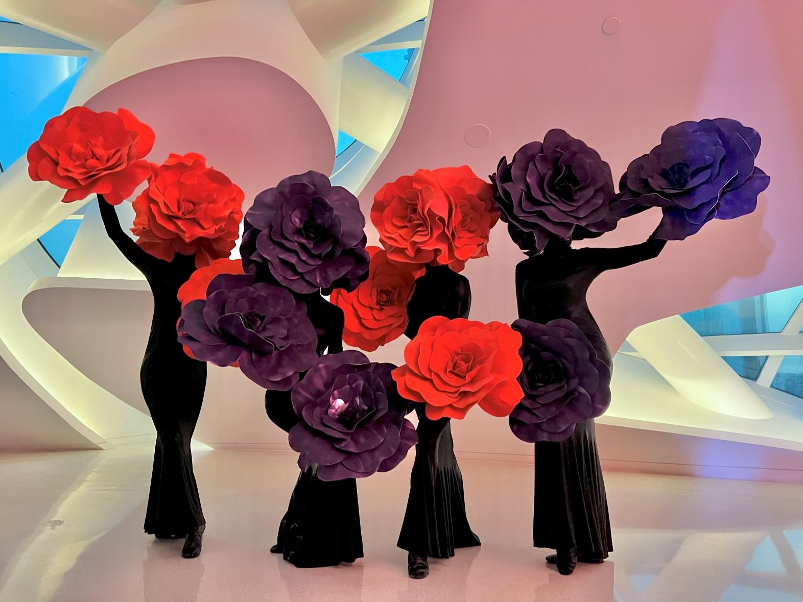 Group of Living Centerpiece Performers at Museum of the Future