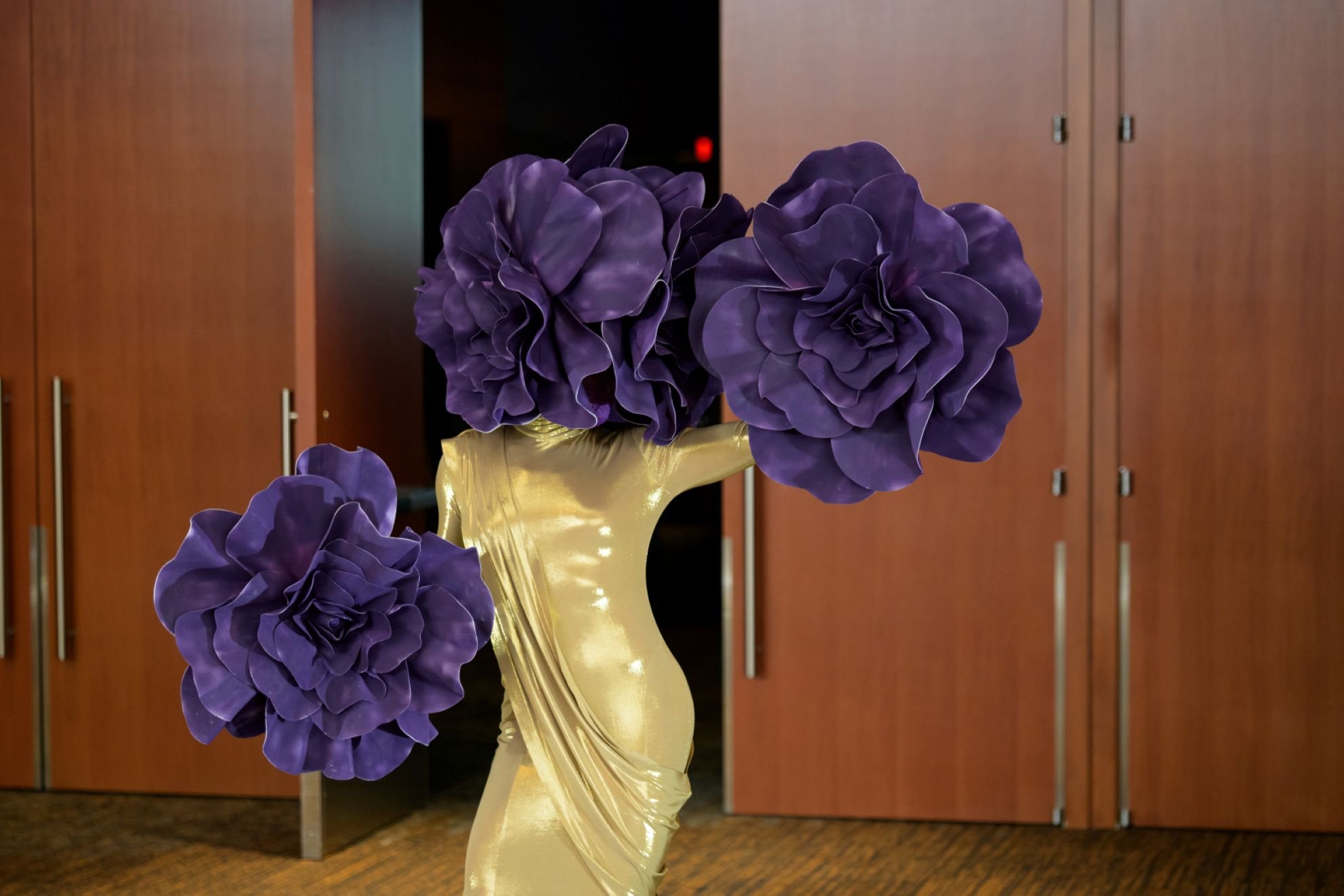 Gold and Purple Living Centerpiece at Raleigh Awards Ceremony