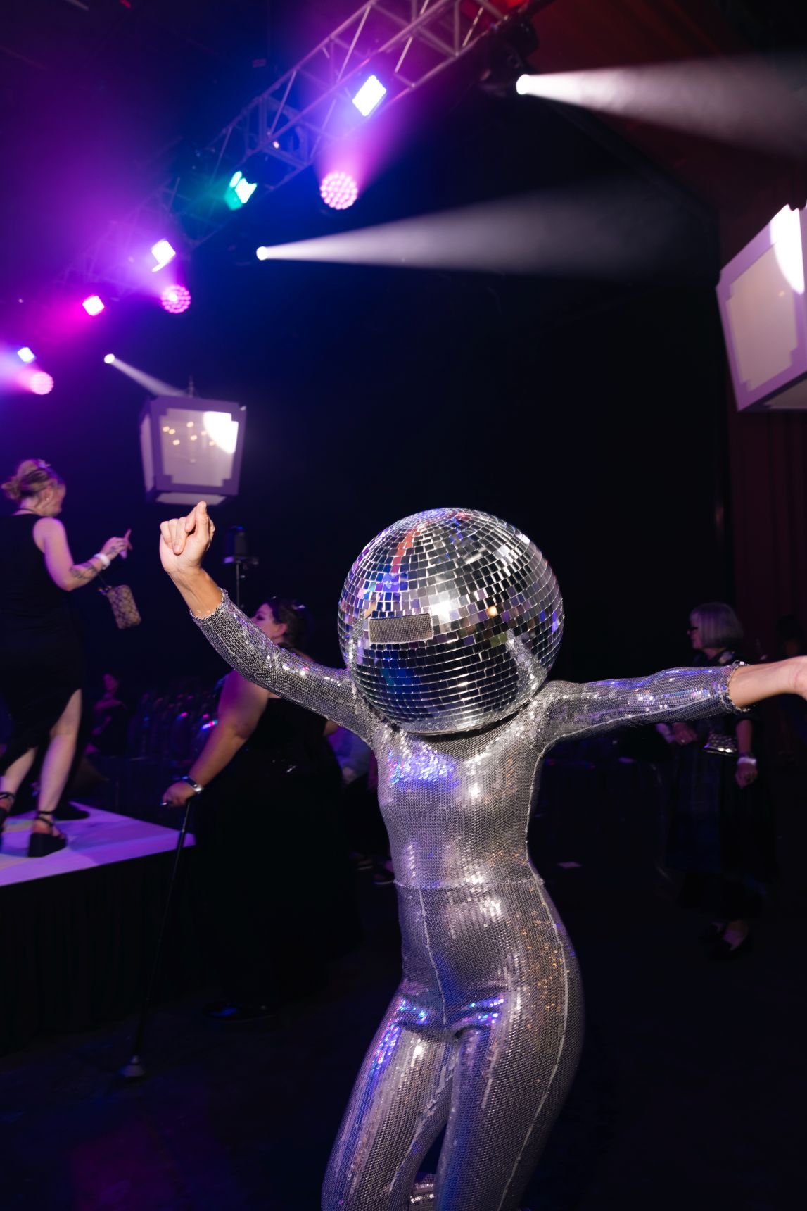Solo Disco Ball Dancer in Motion