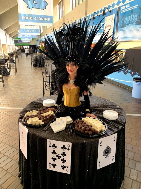 Vegas Showgirl Living Table with Playing Card Details