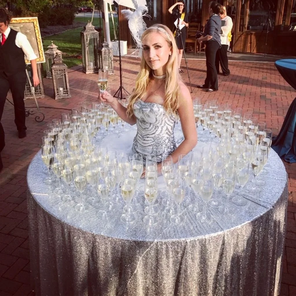 Silver Living Table at Outdoor Wine Event