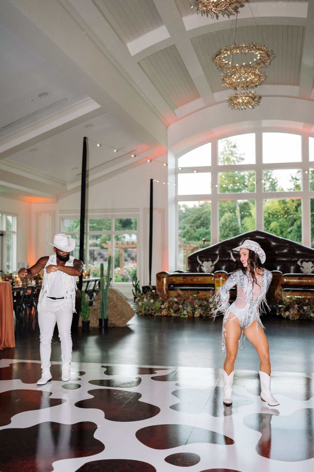 Country Line Dance Duo in Motion