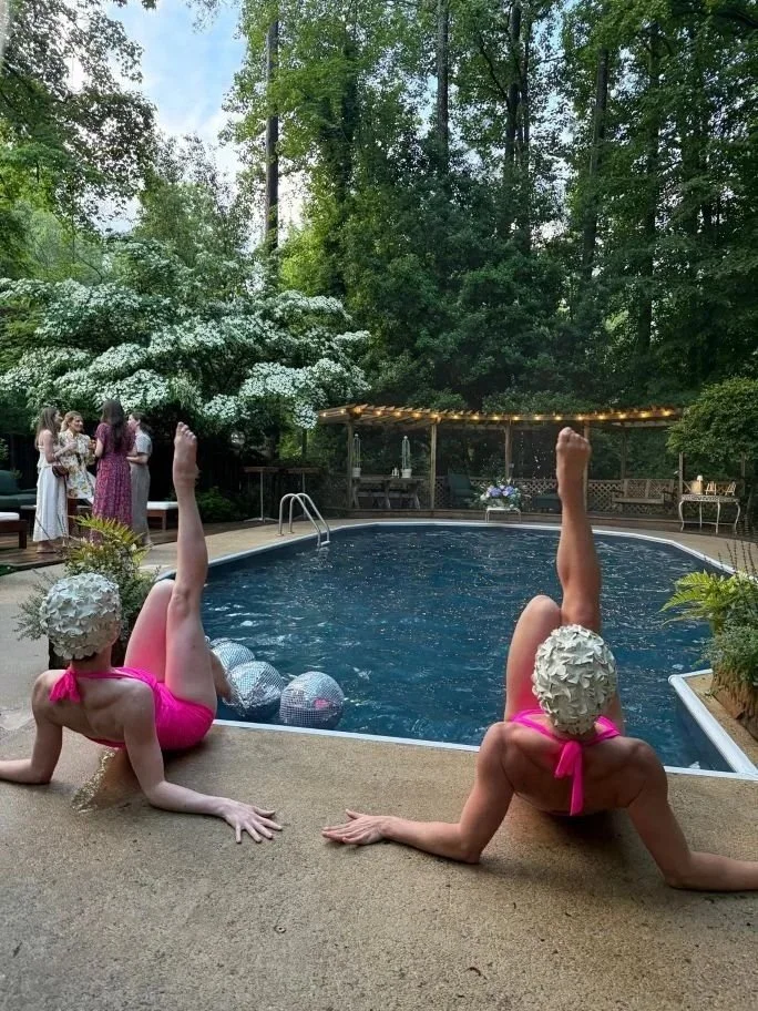 Playful Pose at the Pool’s Edge