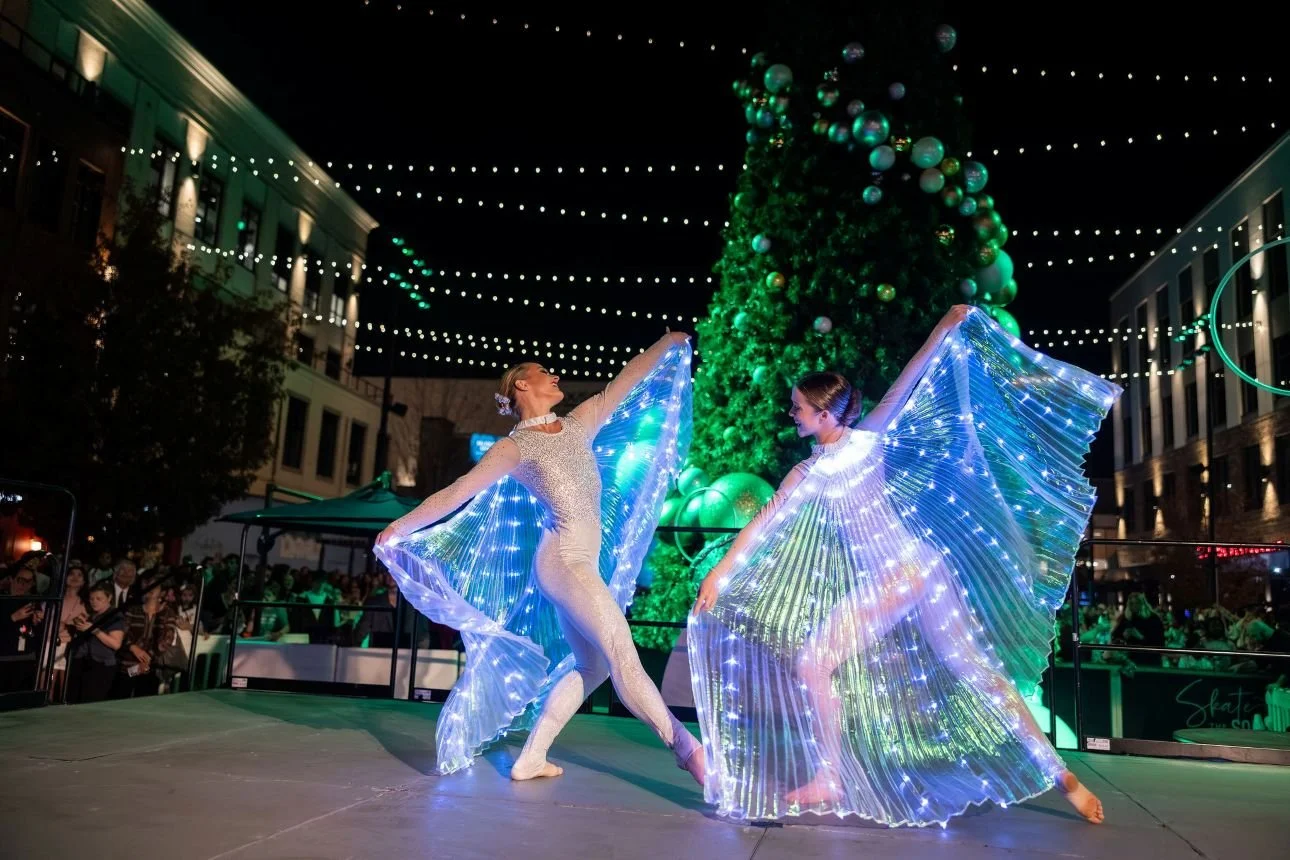 LED Wing Dancers Performing Contemporary Ballet at Holiday Event
