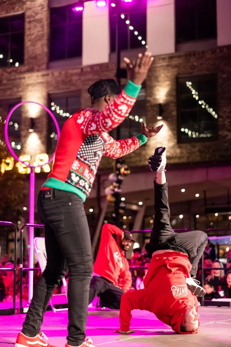 Interactive Breakdance Performance at Outdoor Holiday Tree Lighting in Raleigh, NC