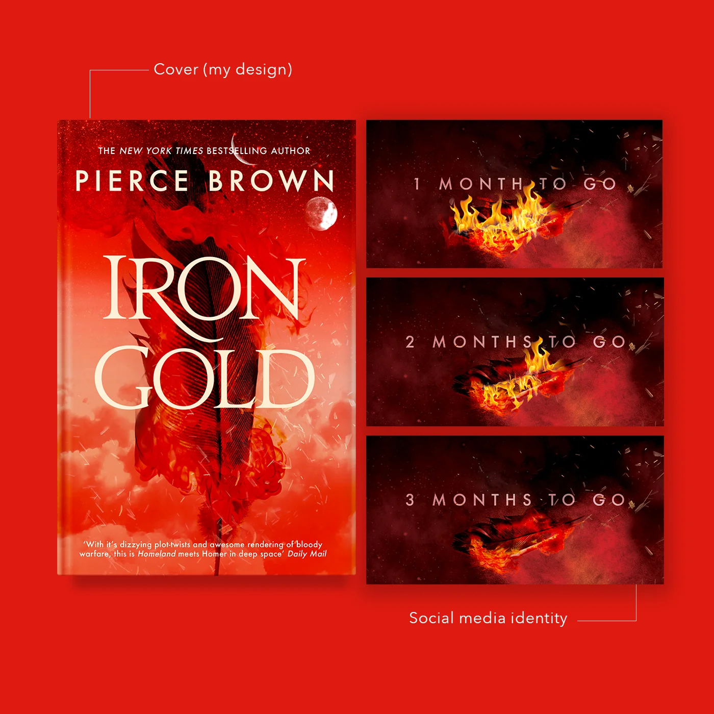 Social media countdown cards for Pierce Brown's 'space opera' I ron Gold (Hodder & Stoughton 2018)