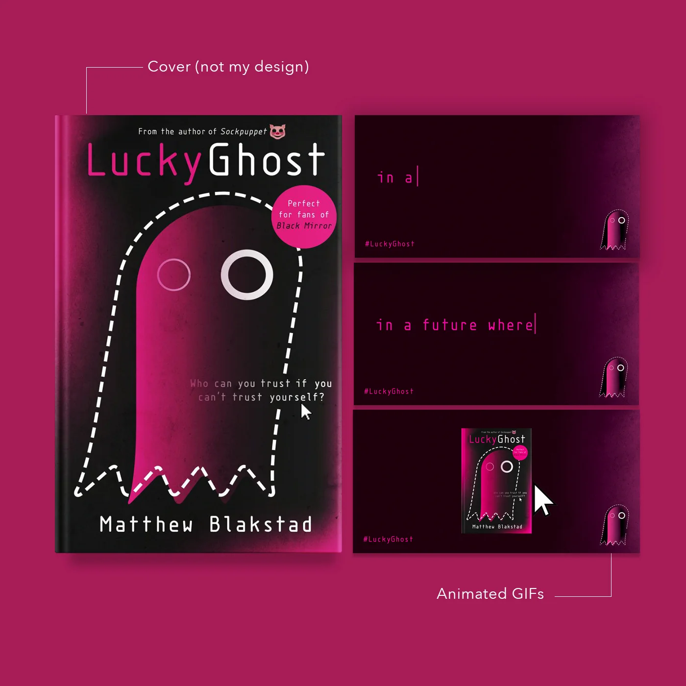 Text based animations for Matthew Blakstad's dystopia Lucky Ghost (Hodder & Stoughton 2017)