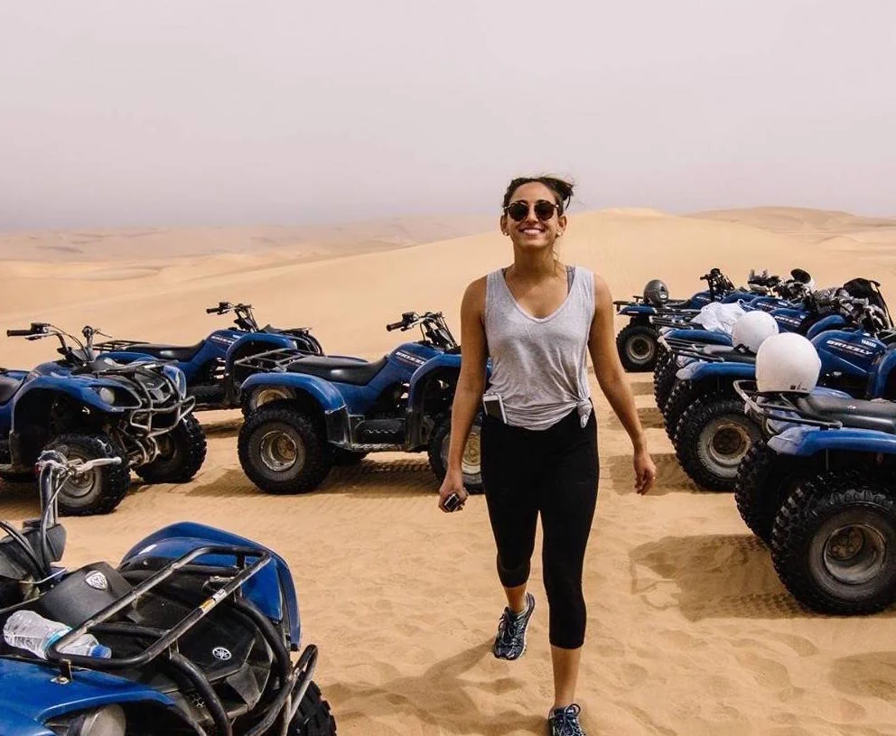 Jordan and her signature smile in the African desert