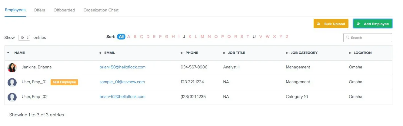 HR Admin profile view