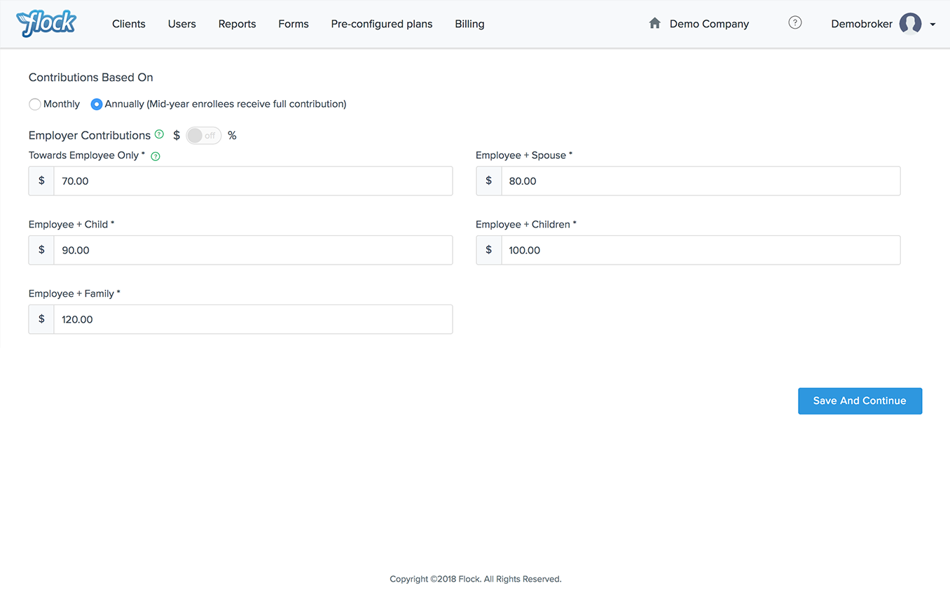 Flock Product Representation for FSA/HSA: simplified contribution calculations