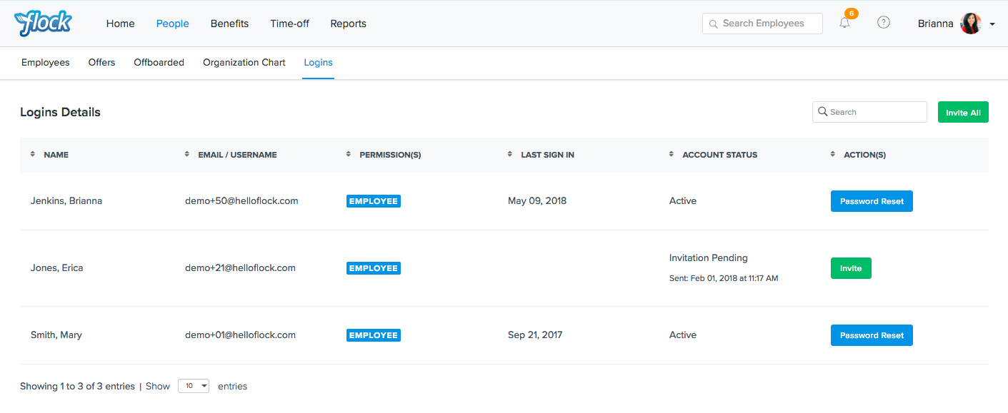 Flock Product Representation for Updated Admin Logins Page
