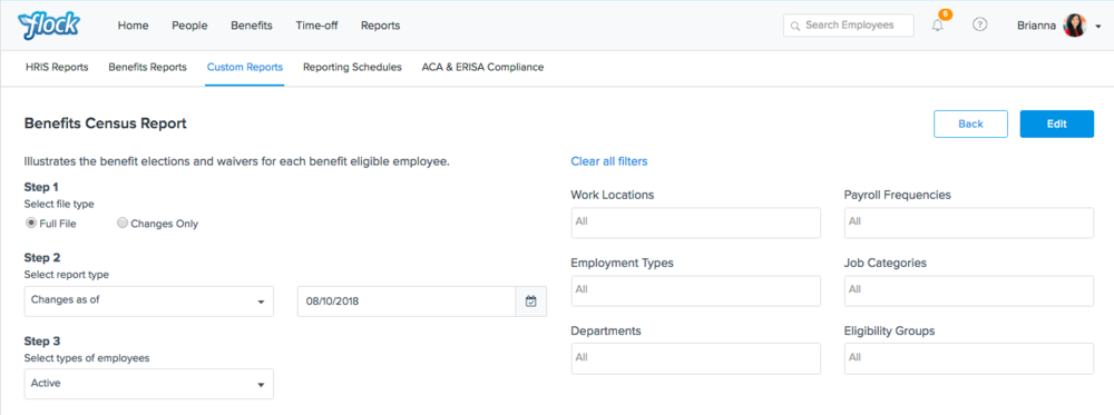 Flock Product Representation for custom filter reporting.