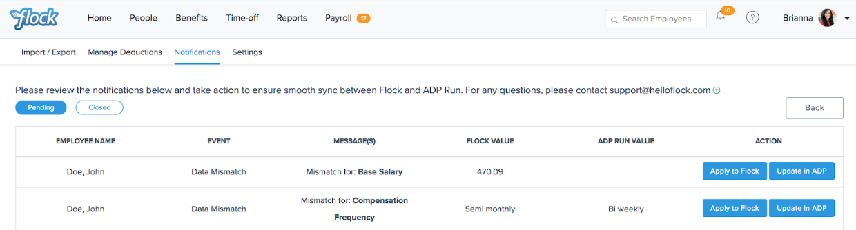 Flock Product Representation to showing your Payroll details on the Flock platform