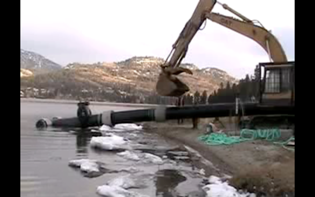 Moving pipe into lake