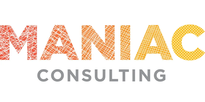 The concept behind the word mark was bringing chaos into order. The line pattern becomes cleaner and more like a grid as you read through the word. That's what Maniac Consulting does, they walk through and assist their clients in organizing their finances.