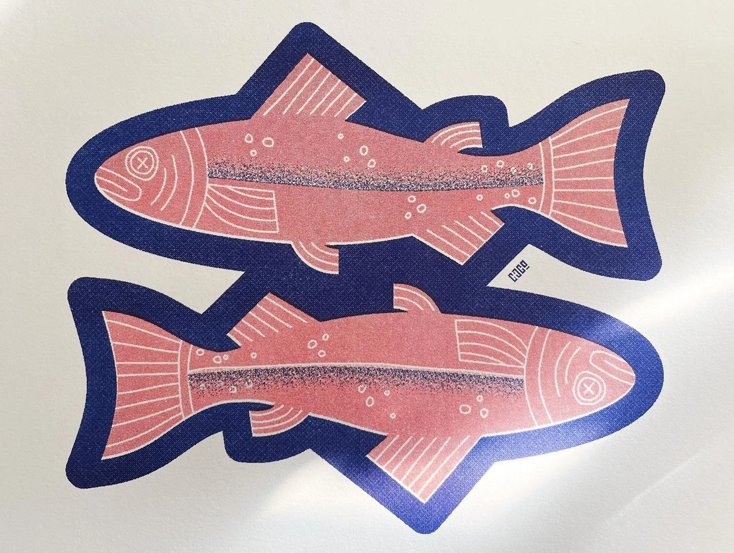Doing some experimenting and playing with a Risograph. Printed on Mohawk Crane Lettra 110lb Cover, Letterpress Finish. @mohawkpaper #riso #risograph #fish #print