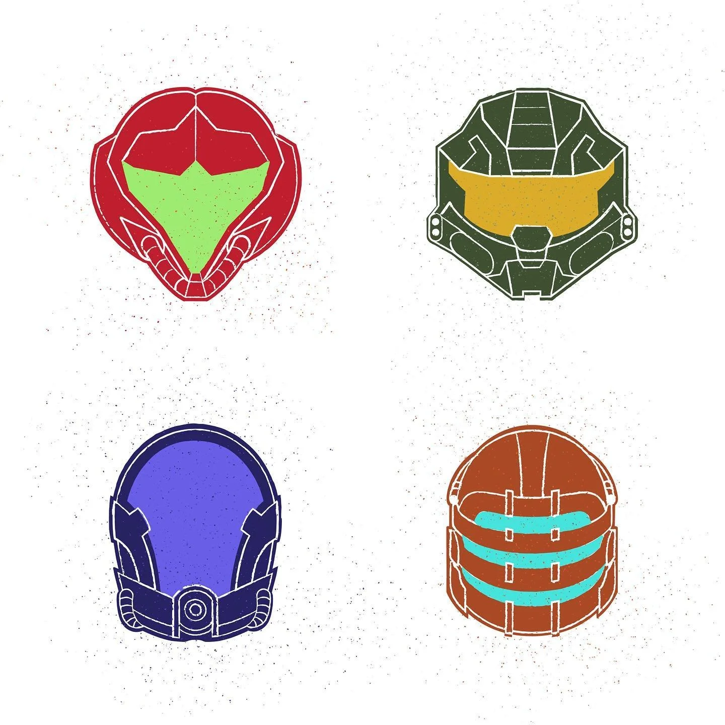 We wanted to share a fun little side project we've been working on. 

We're not sure what the future is for them yet. Maybe a poster? Stickers? Pins? Or maybe it's all just for fun, but we're having a blast creating helmets from our favorite games, m