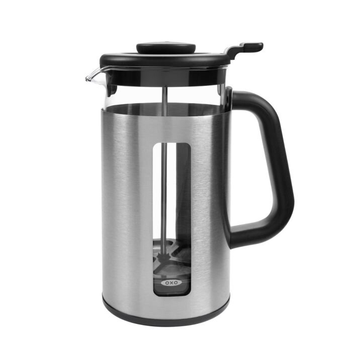 OXO Stainless steel and Glass French Press 8-Cup with Ground Sifter