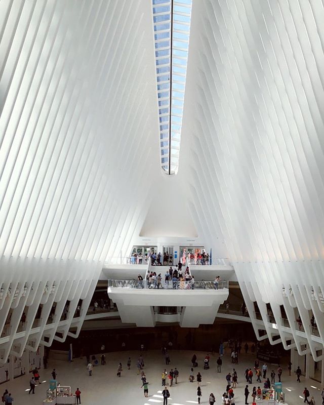 A space that is filled with so much movement, that inspires you to look up, that is so complex yet so simple - the Oculus.  Every year on September 11th, the Oculus&rsquo; skylight opens up to reveal a strip of the sky at the exact time that the Nort