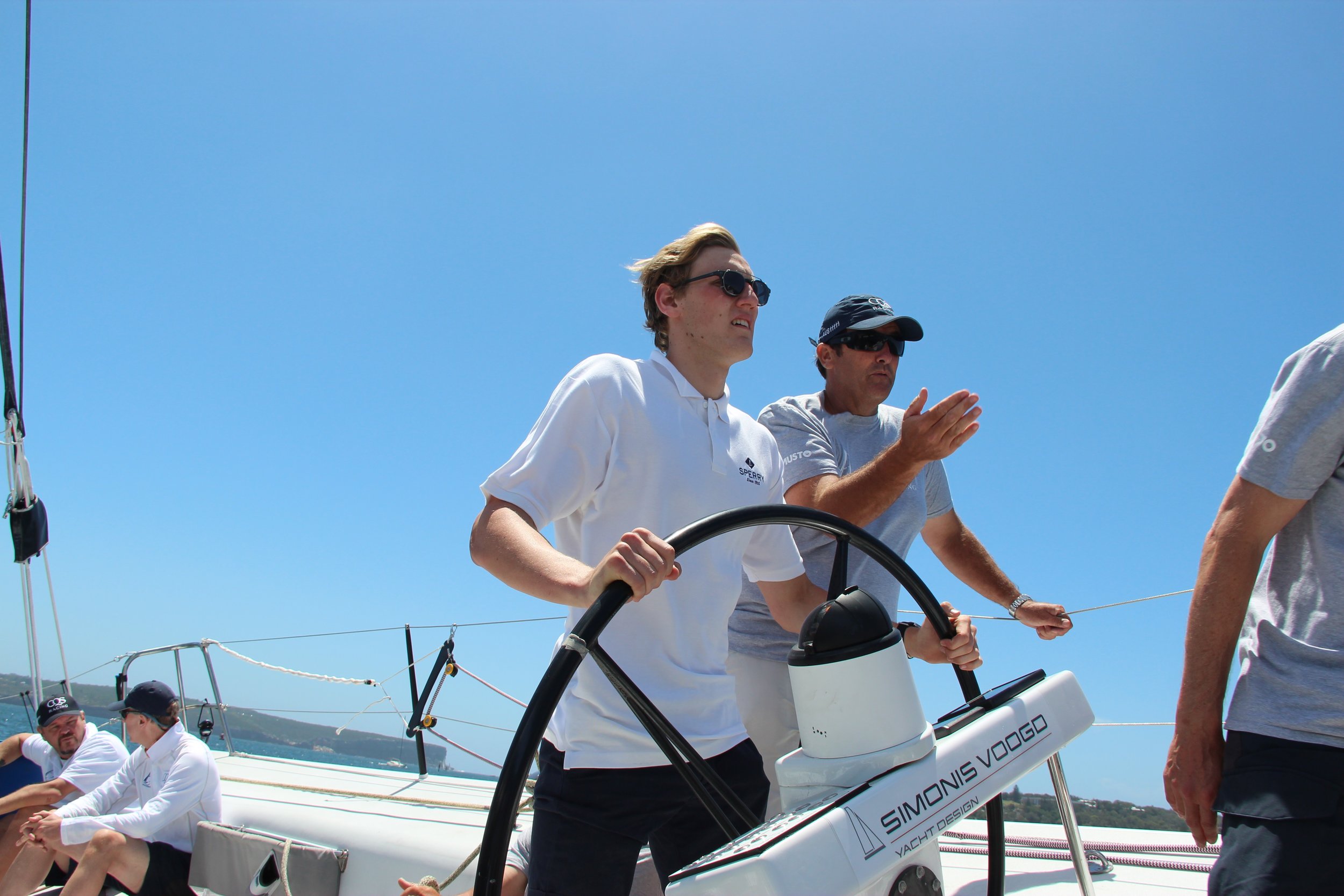 Mack Horton and Mark Beretta take CQS for a spin on Sydney Harbour