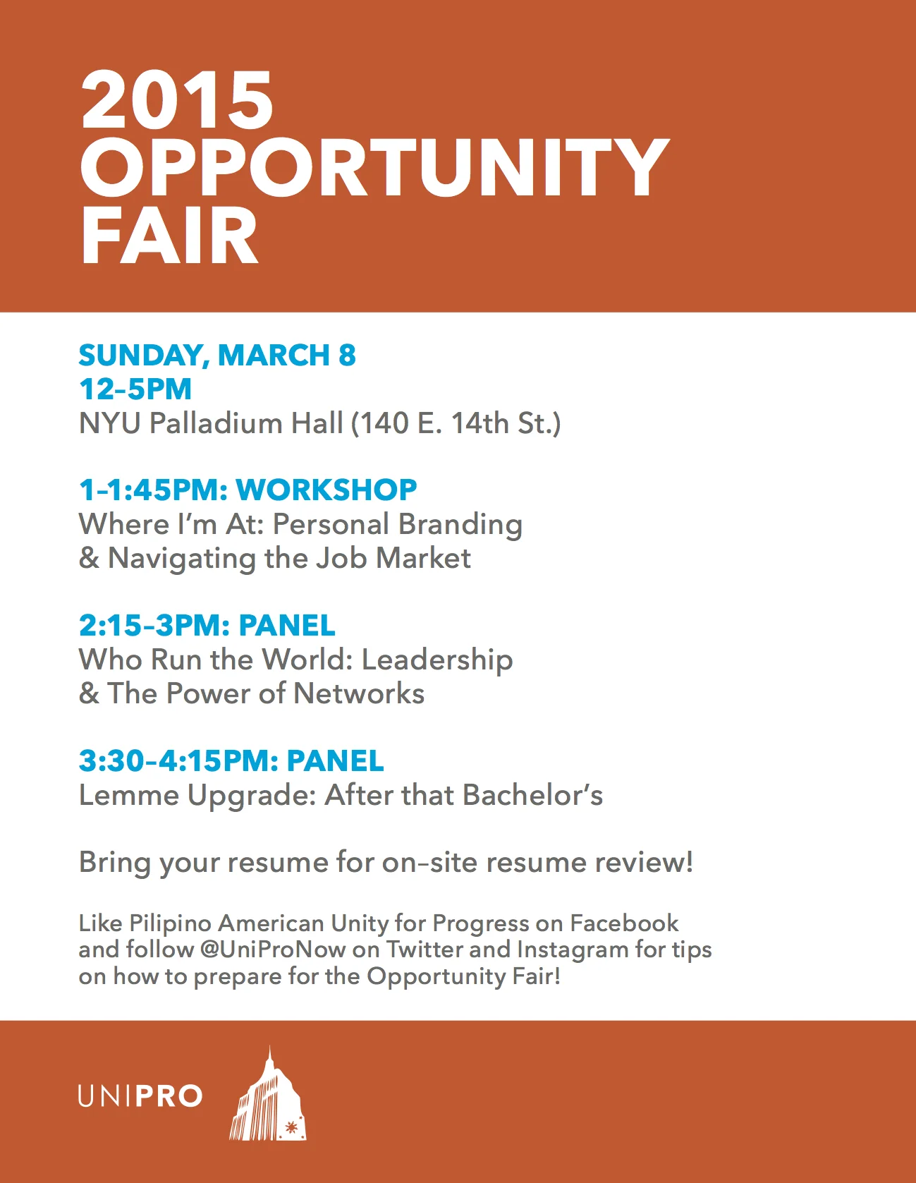 UniPro and NYU IFA Host the 2015 Opportunity Fair