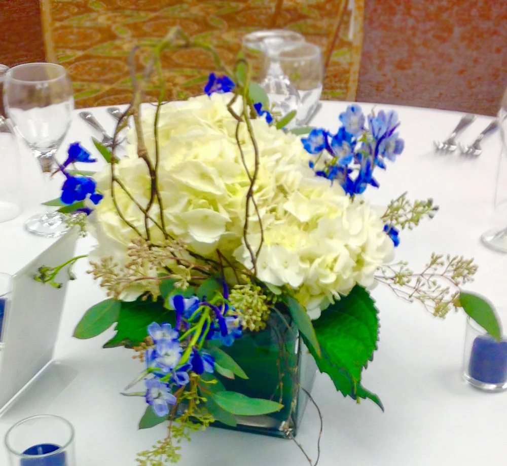 Blue and White Textured Cube