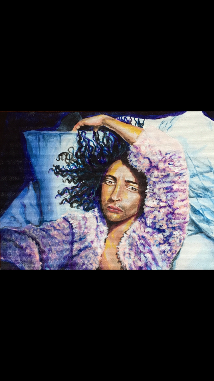 “Jesse” This piece is inspired by someone very close to me. His features, both feminine and masculine, exist in harmony. Challenging societal gender norms is something that interests me as an artist. Wanting to represent my subject as the truest form of self – I captured him in an intimate setting to inspire the viewer to also view all people, regardless of gender, as human and beautiful.