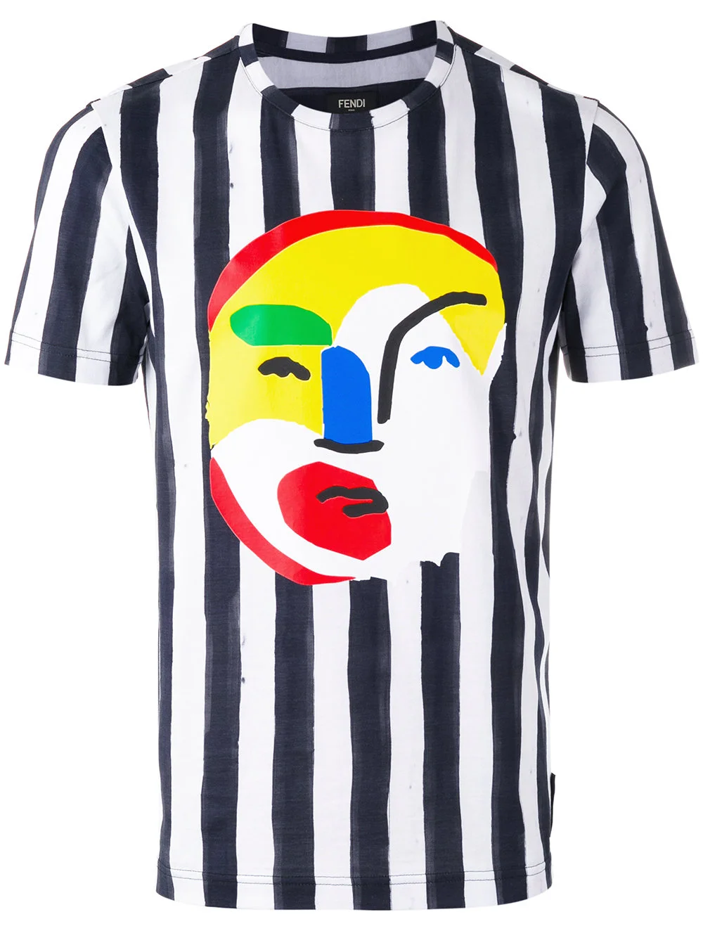 FENDI striped abstract face print T-shirt $550.jpg