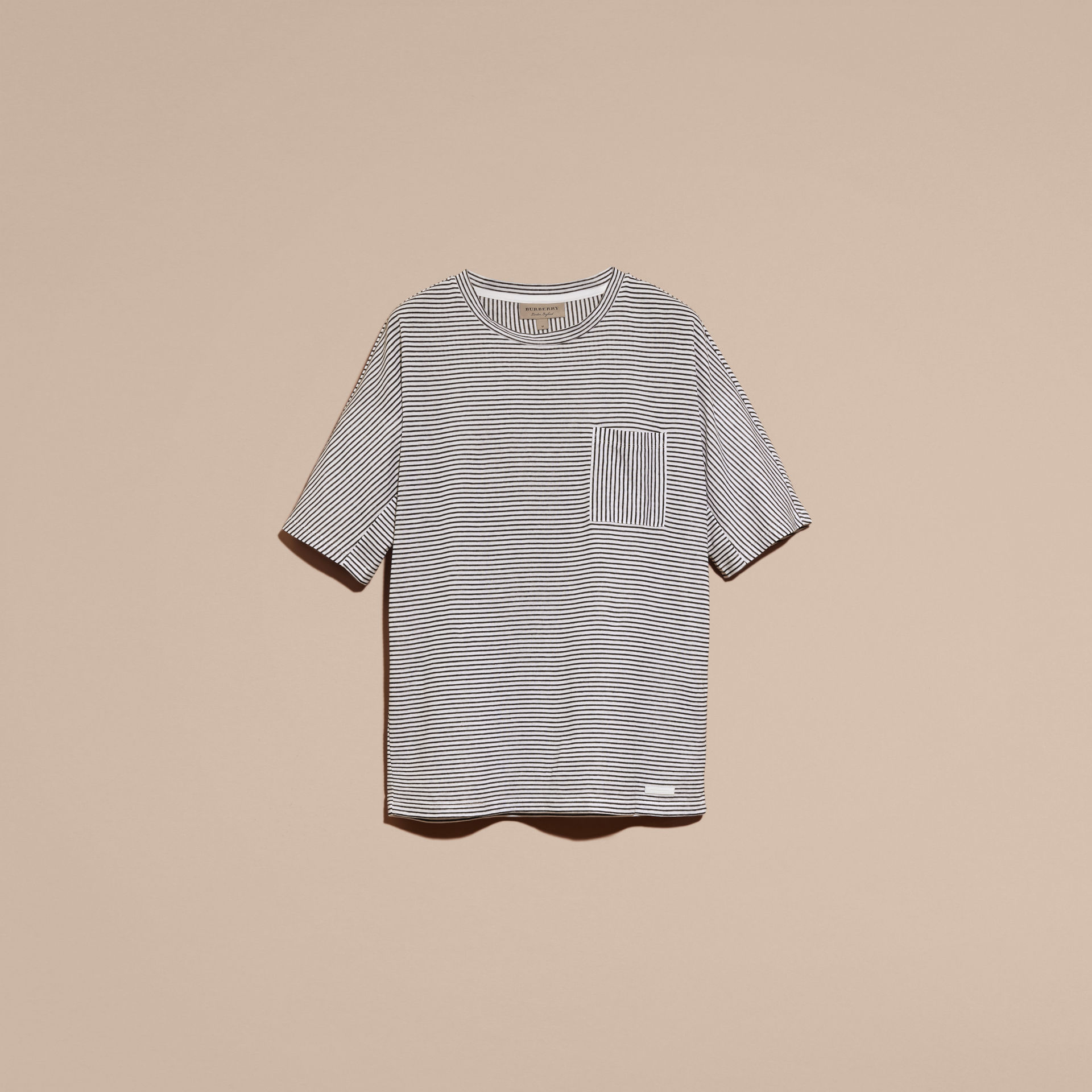 BURBERRY STRIPED COTTON LINEN T-SHIRT   $225.jpg