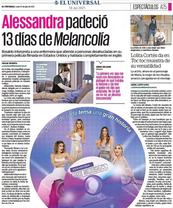 En primera plana! // On the front page! @alexrosaldo @officialjorgexolalpa @eluniversalmx #MELANCOL&iacute;A