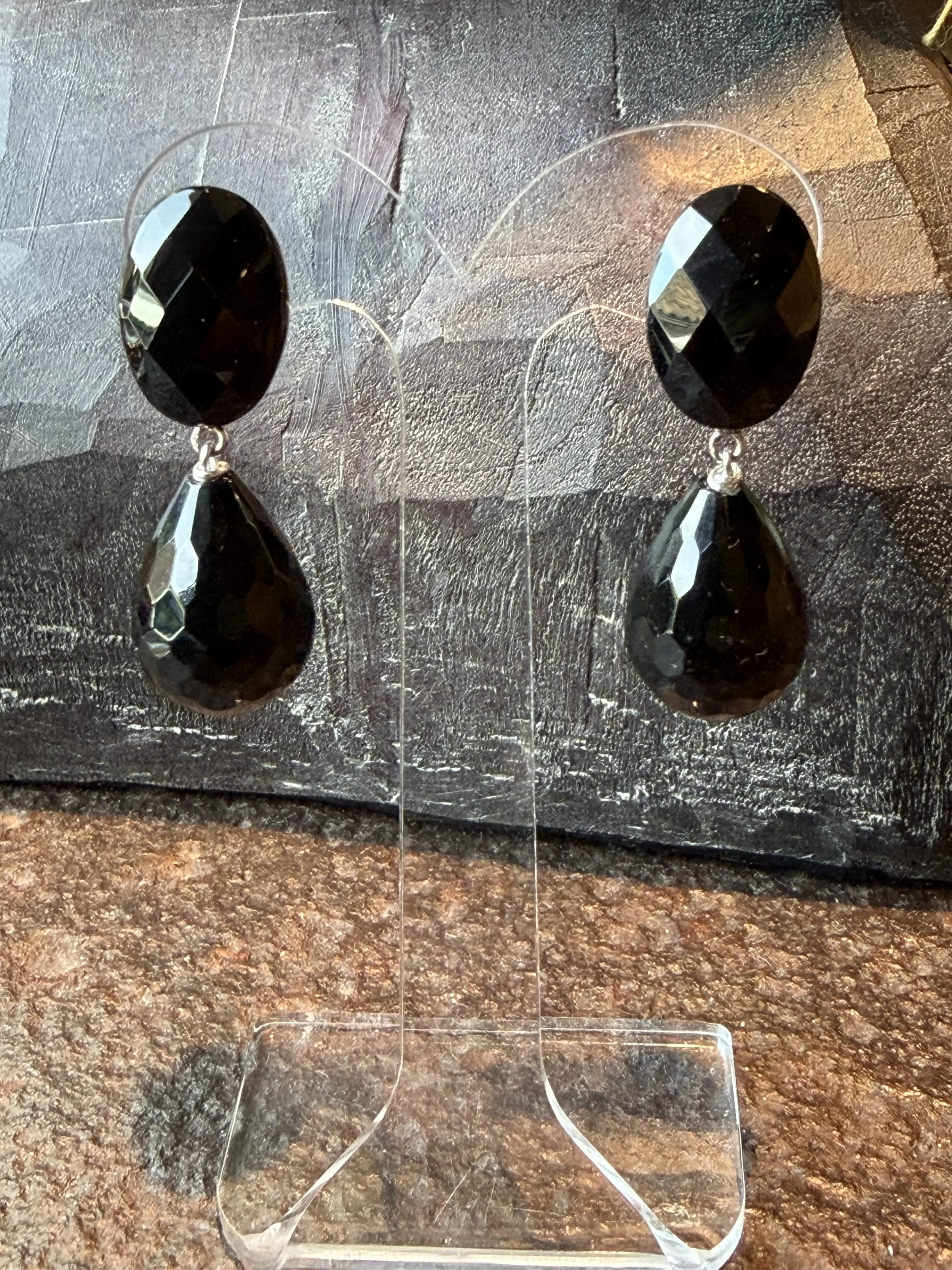 Onyx oorbellen