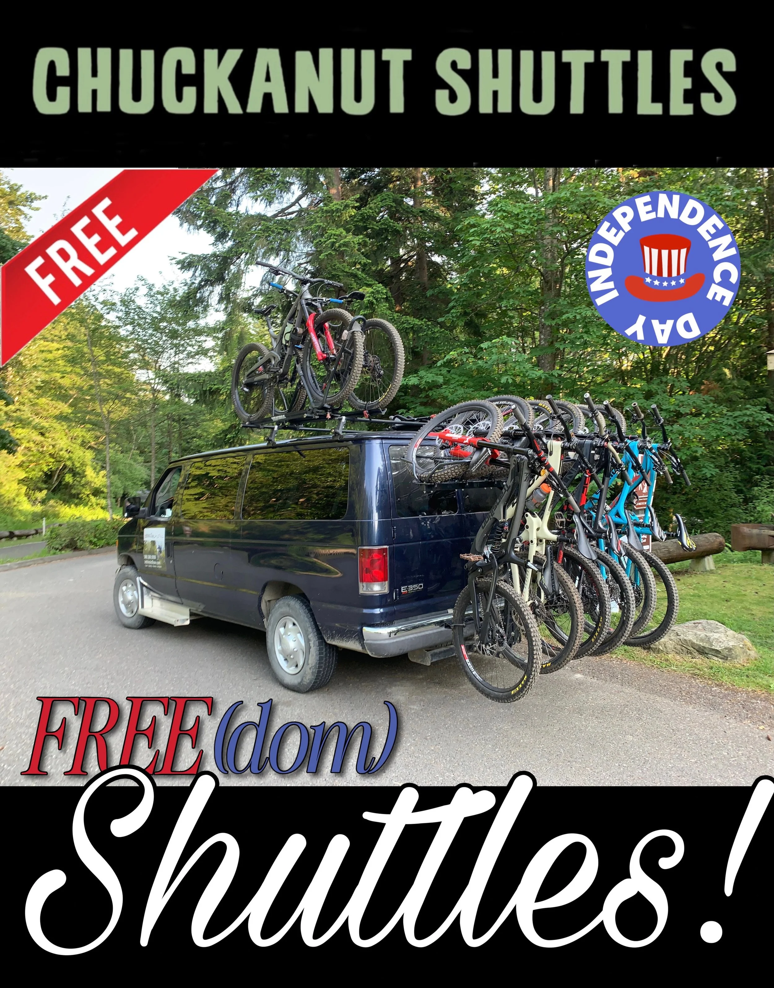 They say there&rsquo;s no such thing as a free ride, but we beg to differ! This coming Saturday, July 4th will be absolutlely free! We&rsquo;re calling it SHUTTLES For FREE(dom)! 

Shuttles start at 9am. Everyone gets at least 1 run, but we&rsquo;re 