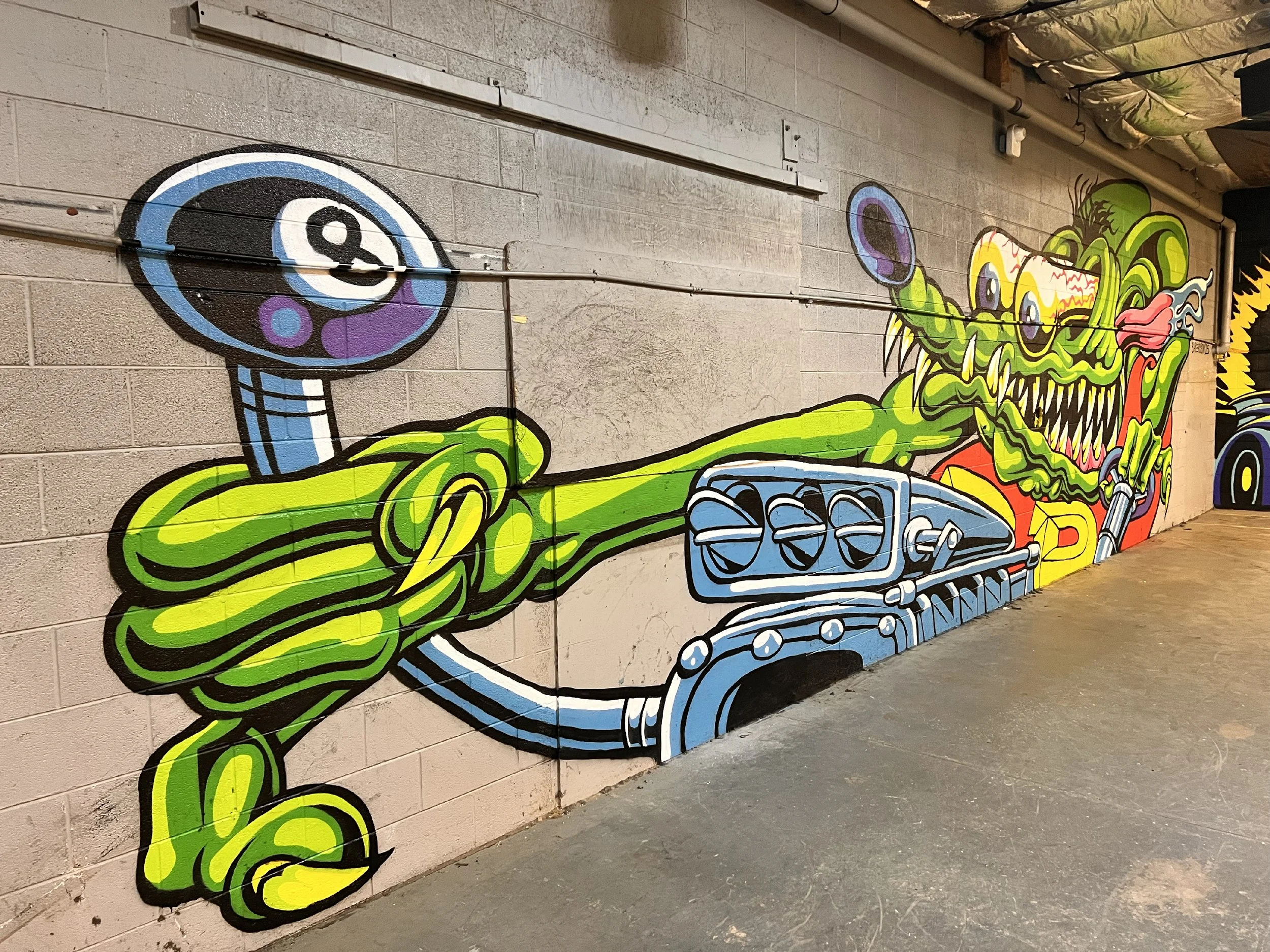 Detail from the Rat Fink Mural at Rodz and Bodz Movie Car Museum in Englewood, Colorado - 38’ x 15’