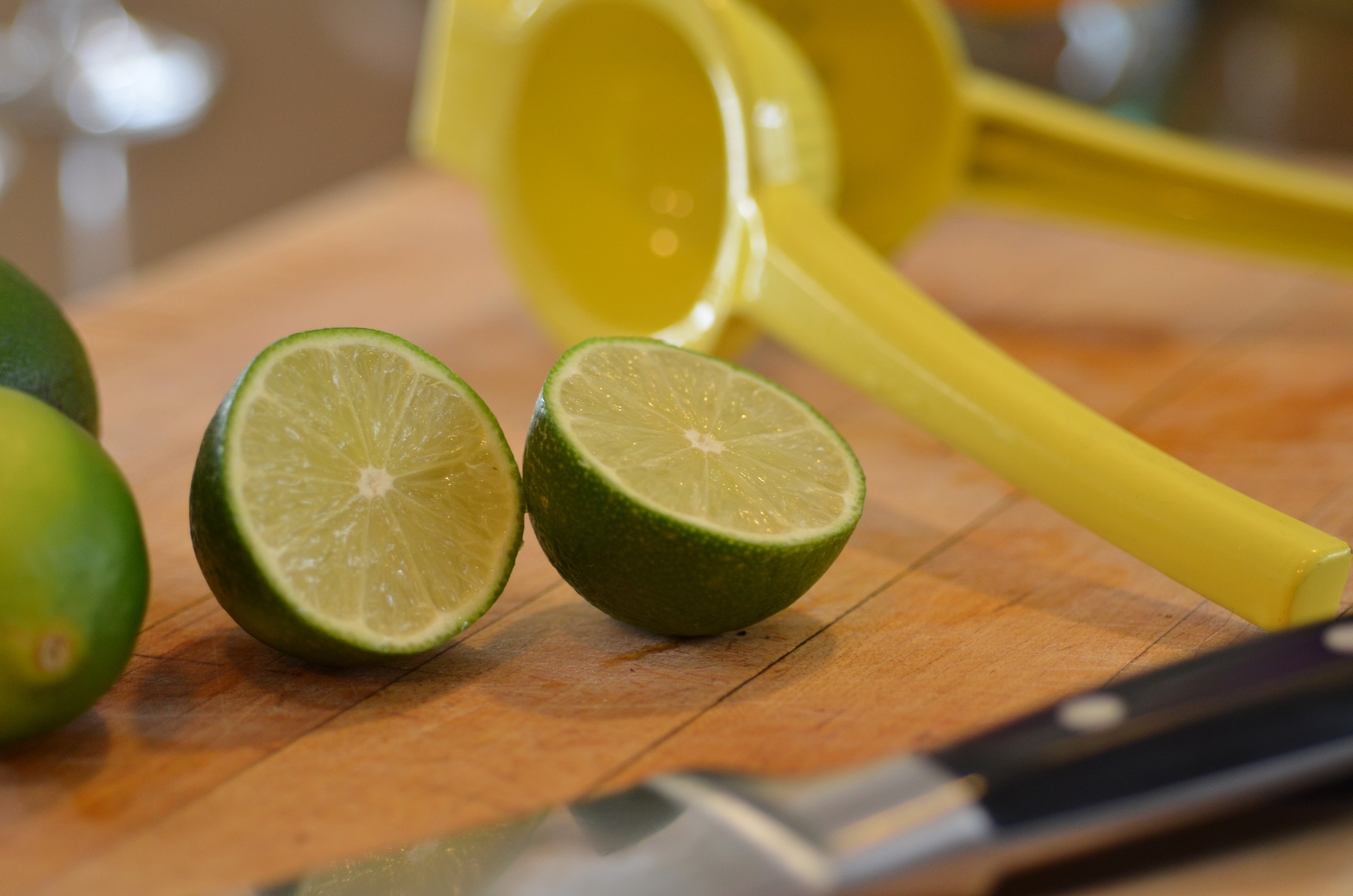 Getting limes ready for juicing